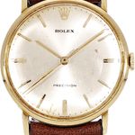 Rolex Precision 9659 (Onbekend (willekeurig serienummer)) - Zilver wijzerplaat 34mm Geelgoud (2/5)