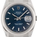 Rolex Oyster Perpetual Date 115234 (Unknown (random serial)) - Blue dial 34 mm Steel case (2/5)