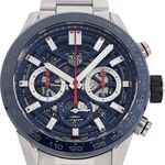 TAG Heuer Carrera Heuer-02T CBG2A11.BA0654 (Unknown (random serial)) - Blue dial 45 mm Steel case (1/2)