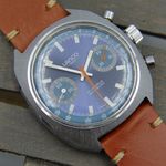 Lanco Vintage 70's vintage watch mens Lanco chronograph valjoux 7733 MINT rare blue dial (1970) - Blauw wijzerplaat 37mm Staal (1/8)