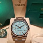 Rolex Oyster Perpetual 124300 (2021) - Turquoise wijzerplaat 41mm Staal (1/4)
