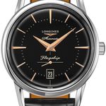 Longines Flagship Heritage L47954580 (2022) - Zwart wijzerplaat 39mm Staal (1/8)