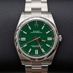 Rolex Oyster Perpetual 41 124300 (2021) - Green dial 41 mm Steel case (2/8)