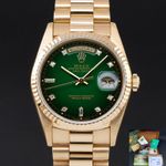 Rolex Day-Date 36 18238 (1991) - Green dial 36 mm Yellow Gold case (1/8)