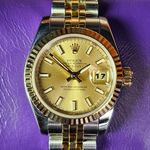 Rolex Lady-Datejust 179173 (2007) - Champagne wijzerplaat 26mm Goud/Staal (4/5)