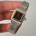 Cartier Santos 0902 (1985) - Rood wijzerplaat 24mm Goud/Staal (6/8)