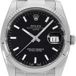 Rolex Oyster Perpetual Date 115234 (2020) - Zwart wijzerplaat 34mm Staal (1/3)