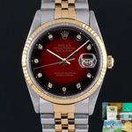 Rolex Datejust 36 16233 (1990) - Red dial 36 mm Gold/Steel case (1/8)