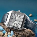 Cartier Santos Dumont WSSA0032 (Onbekend (willekeurig serienummer)) - Zilver wijzerplaat 47mm Staal (2/8)