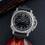 Panerai Luminor 1950 3 Days Chrono Flyback PAM00213 (Unknown (random serial)) - Black dial 44 mm Steel case (1/8)