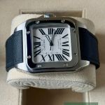 Cartier Santos 100 2656 (2006) - Wit wijzerplaat 38mm Staal (5/8)