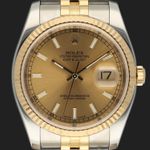 Rolex Datejust 36 116233 (2010) - Champagne wijzerplaat 36mm Goud/Staal (2/8)