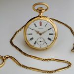 Longines Pocket watch Unknown (Before 1900) - White dial 46 mm Yellow Gold case (8/8)