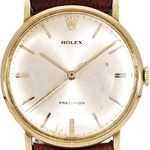 Rolex Precision 9659 (Onbekend (willekeurig serienummer)) - Zilver wijzerplaat 34mm Geelgoud (1/5)