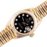 Rolex Lady-Datejust 69178 (1986) - Black dial 26 mm Yellow Gold case (1/8)