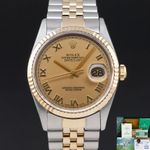 Rolex Datejust 36 16233 (1995) - Champagne wijzerplaat 36mm Goud/Staal (1/8)
