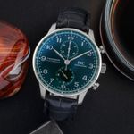 IWC Portuguese Chronograph IW371615 (Unknown (random serial)) - Green dial 41 mm Steel case (1/8)