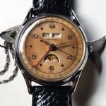 Leonidas Triple Date Moonphase 0151 (1955) - Bruin wijzerplaat 35mm Staal (1/1)