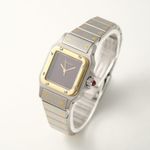 Cartier Santos 0902 (1985) - Rood wijzerplaat 24mm Goud/Staal (3/8)