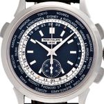 Patek Philippe World Time Chronograph 5930G-001 (2018) - Blue dial 40 mm White Gold case (2/8)