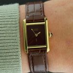 Cartier Tank Vermeil 2415 (1980) - Rood wijzerplaat 20mm Zilver (2/8)