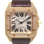 Cartier Santos 100 2657 (Unknown (random serial)) - Silver dial 38 mm Yellow Gold case (1/6)