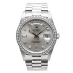 Rolex Day-Date 36 18346 (1976) - Zilver wijzerplaat 36mm Platina (1/5)