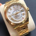 Rolex Sky-Dweller 326938 (2021) - Silver dial 42 mm Yellow Gold case (7/8)