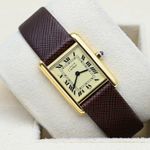 Cartier Tank Vermeil 366001 (Unknown (random serial)) - Yellow dial 20 mm Silver case (1/8)