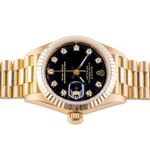 Rolex Lady-Datejust 69178 (1989) - Black dial 26 mm Yellow Gold case (6/8)