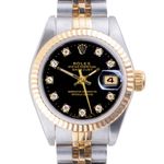 Rolex Lady-Datejust 69173 (1991) - Black dial 26 mm Gold/Steel case (3/8)