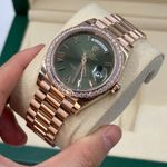 Rolex Day-Date 40 228345RBR (2024) - Groen wijzerplaat 40mm Roségoud (8/8)