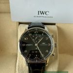 IWC Portuguese Chronograph IW371447 (Onbekend (willekeurig serienummer)) - Zwart wijzerplaat 41mm Staal (7/7)