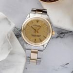 Rolex Oyster Perpetual 1005 (1972) - Champagne dial 34 mm Gold/Steel case (3/8)