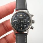 IWC Pilot Chronograph IW3740 (1990) - Zwart wijzerplaat 36mm Staal (6/8)