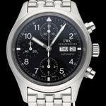 IWC Pilot Chronograph IW370607 (2004) - Zwart wijzerplaat 39mm Staal (1/8)