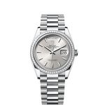Rolex Day-Date 36 128396TBR (2025) - Zilver wijzerplaat 36mm Platina (1/1)