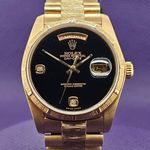 Rolex Day-Date 36 18078 (1983) - Black dial 36 mm Yellow Gold case (3/5)