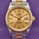 Rolex Datejust 36 16233 (2001) - Champagne wijzerplaat 36mm Goud/Staal (3/5)