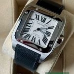 Cartier Santos 100 2656 (2006) - Wit wijzerplaat 38mm Staal (3/8)