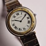 Cartier Santos 8192 (1985) - Wit wijzerplaat 33mm Goud/Staal (1/8)