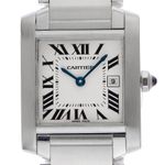Cartier Tank Française 2465 (2007) - White dial 25 mm Steel case (1/8)