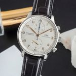 IWC Portuguese Chronograph IW371445 (Onbekend (willekeurig serienummer)) - Zilver wijzerplaat 41mm Staal (3/8)