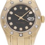 Rolex Lady-Datejust Pearlmaster 69318 (1997) - Black dial 29 mm Yellow Gold case (2/5)