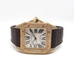 Cartier Santos 100 2657 (Unknown (random serial)) - Silver dial 38 mm Yellow Gold case (2/6)