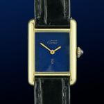 Cartier Tank Vermeil 5057001 (1985) - Blue dial 20 mm Silver case (1/8)