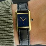 Cartier Tank Vermeil 5057001 (1985) - Blue dial 20 mm Silver case (2/8)