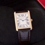 Cartier Tank Solo 3167 (2019) - Silver dial 27 mm Yellow Gold case (1/8)