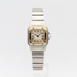 Cartier Santos Galbée 1057930 (1990) - Wit wijzerplaat 35mm Goud/Staal (1/8)