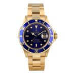 Rolex Submariner Date 16618 (1991) - Blauw wijzerplaat 40mm Geelgoud (1/1)